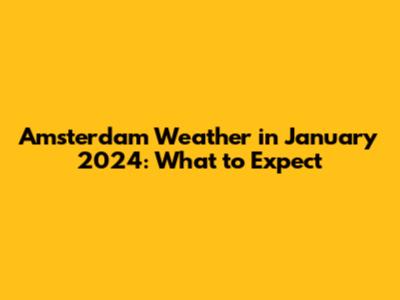 Amsterdam Weather in January 2024: What to Expect