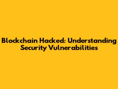 Blockchain Hacked: Understanding Security Vulnerabilities