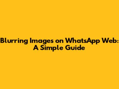 Blurring Images on WhatsApp Web: A Simple Guide