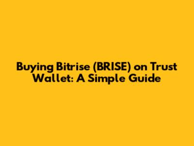 Buying Bitrise (BRISE) on Trust Wallet: A Simple Guide