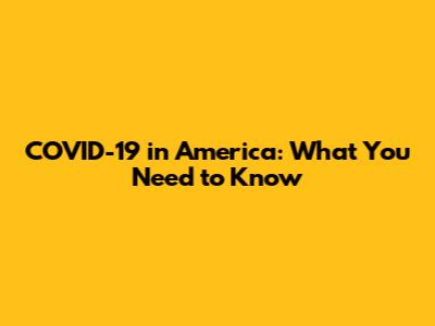 COVID-19 in America: What You Need to Know