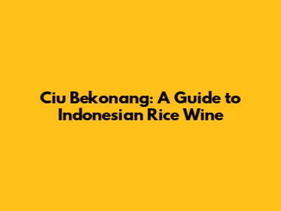 Ciu Bekonang: A Guide to Indonesian Rice Wine