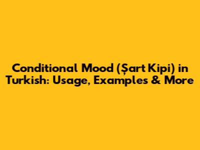 Conditional Mood (Şart Kipi) in Turkish: Usage, Examples & More