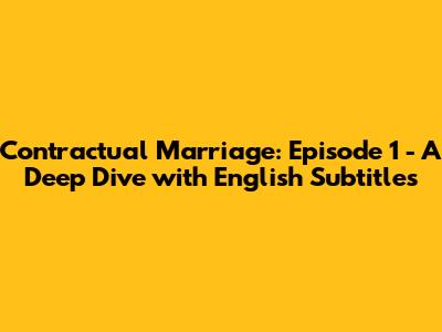 Contractual Marriage: Episode 1 - A Deep Dive with English Subtitles