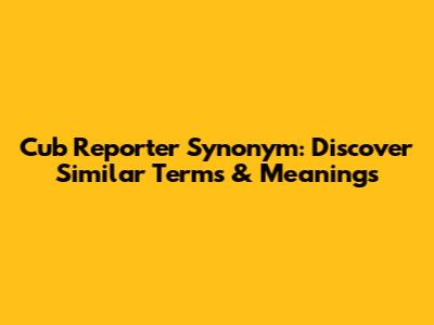Cub Reporter Synonym: Discover Similar Terms & Meanings