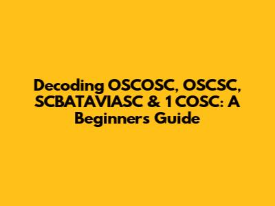 Decoding OSCOSC, OSCSC, SCBATAVIASC & 1 COSC: A Beginner's Guide