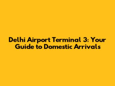 Delhi Airport Terminal 3: Your Guide to Domestic Arrivals