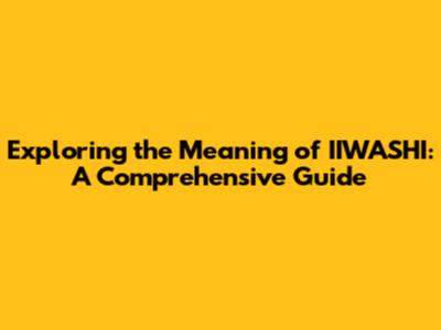 Exploring the Meaning of 'IIWASHI': A Comprehensive Guide