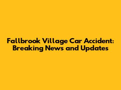 Fallbrook Village Car Accident: Breaking News and Updates