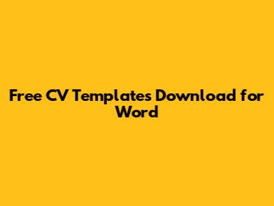Free CV Templates Download for Word