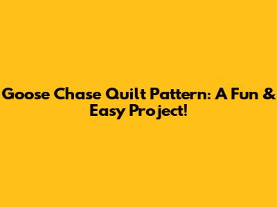 Goose Chase Quilt Pattern: A Fun & Easy Project!