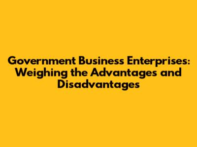 Government Business Enterprises: Weighing the Advantages and Disadvantages