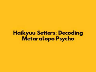 Haikyuu Setters: Decoding Metaralopo Psycho