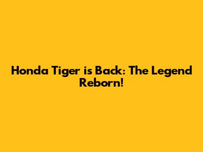 Honda Tiger is Back: The Legend Reborn!