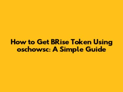 How to Get BRise Token Using oschowsc: A Simple Guide