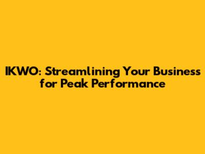 IKWO: Streamlining Your Business for Peak Performance