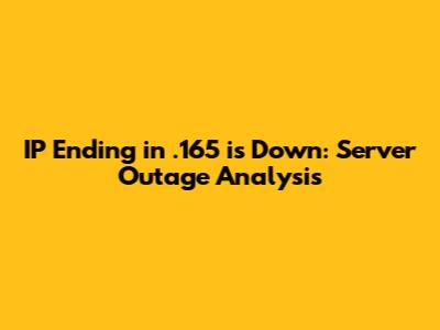 IP Ending in .165 is Down: Server Outage Analysis