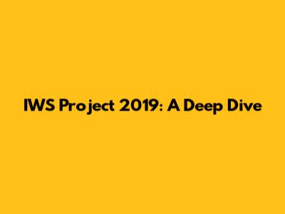 IWS Project 2019: A Deep Dive