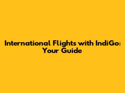 International Flights with IndiGo: Your Guide