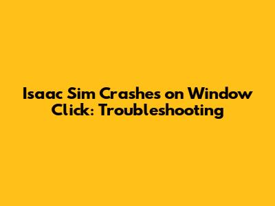 Isaac Sim Crashes on Window Click: Troubleshooting