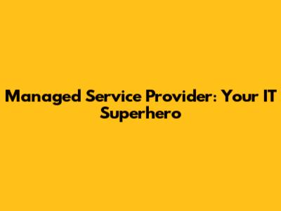 Managed Service Provider: Your IT Superhero