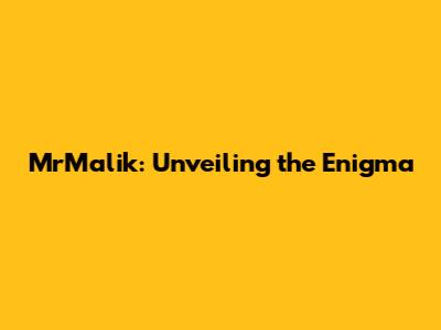 MrMalik: Unveiling the Enigma