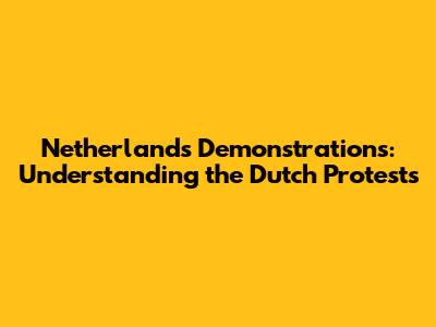 Netherlands Demonstrations: Understanding the Dutch Protests