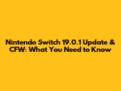 Nintendo Switch 19.0.1 Update & CFW: What You Need to Know