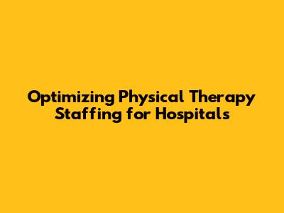 Optimizing Physical Therapy Staffing for Hospitals