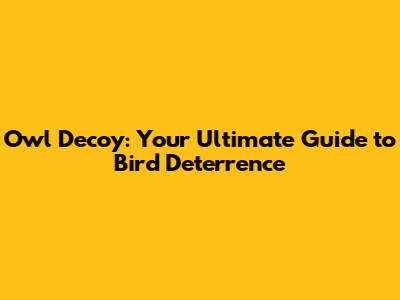 Owl Decoy: Your Ultimate Guide to Bird Deterrence