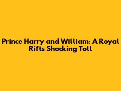 Prince Harry and William: A Royal Rift's Shocking Toll