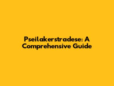 Pseilakerstradese: A Comprehensive Guide