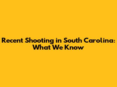 Recent Shooting in South Carolina: What We Know
