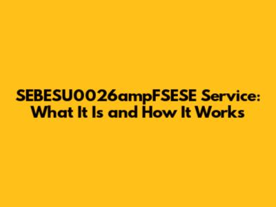 SEBESU0026ampFSESE Service: What It Is and How It Works