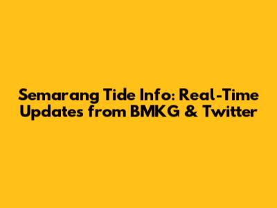 Semarang Tide Info: Real-Time Updates from BMKG & Twitter