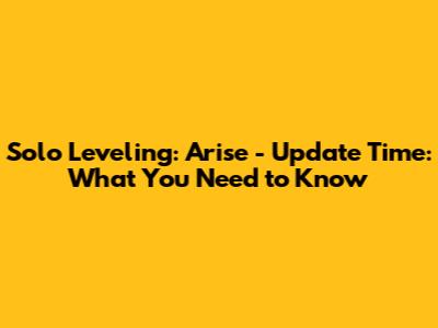 Solo Leveling: Arise - Update Time: What You Need to Know