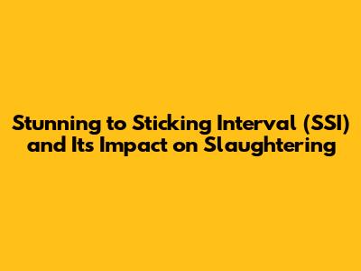 Stunning to Sticking Interval (SSI) and Its Impact on Slaughtering