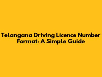 Telangana Driving Licence Number Format: A Simple Guide