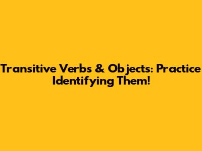 Transitive Verbs & Objects: Practice Identifying Them!