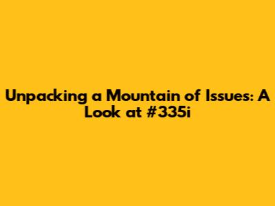 Unpacking a Mountain of Issues: A Look at #335i