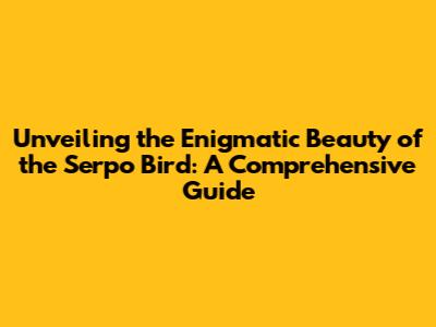 Unveiling the Enigmatic Beauty of the Serpo Bird: A Comprehensive Guide