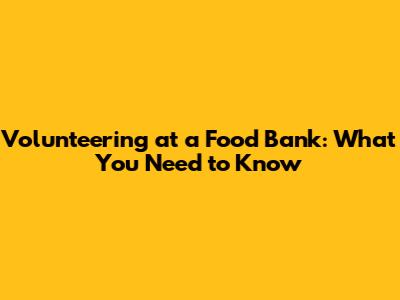 Volunteering at a Food Bank: What You Need to Know