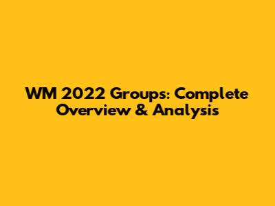 WM 2022 Groups: Complete Overview & Analysis