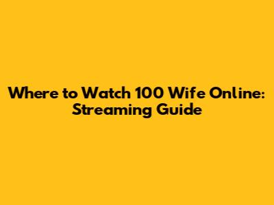 Where to Watch 100 Wife Online: Streaming Guide