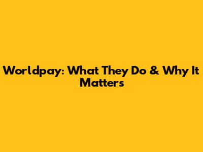 Worldpay: What They Do & Why It Matters