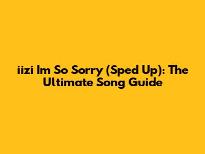 iizi I'm So Sorry (Sped Up): The Ultimate Song Guide